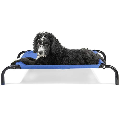 Furhaven Pet Bed for Dogs and Cats - Reinforced and Durable Elevated Outdoor Dog Cot Bed with High-Airflow Cooling Deep Blue Small