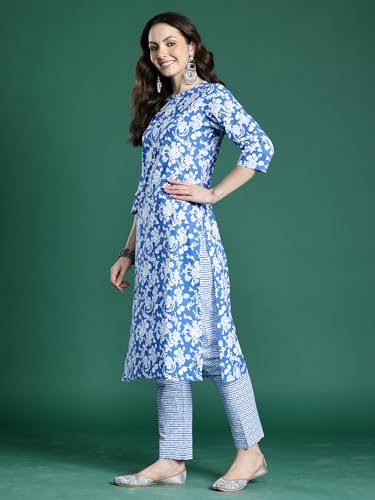 Image of INDO ERA Women Pure Cotton Kurta Set with Dupatta | Festive Suit Set, 11047