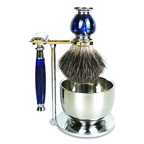 Bicrops Grooming Shaving Set For Men, Safety Razor, Shaving Brush, Stainless Steel Shaving Bowl And Shaving Stand, Best Gift For Gentleman.