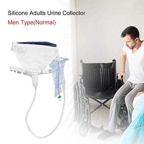 Urine Collector with 2 Urine Catheter Bags 1000ml/2000ml, Washable Breathable Man Type Silicone Adults Urinal 3 Type Optional for Man Woman Elderly (Men Type) - Thumbnail 2