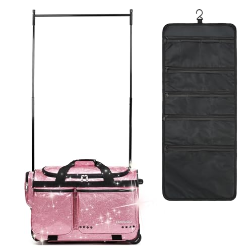 Image of Fanwoli 23" Dance Bag with Garment Rack | Glittering Waterproof Fabric & Upgraded Stable System | Shine-Bright Collection | Ideal Competition Duffle Bag for Dancer Athlete Livestreamer