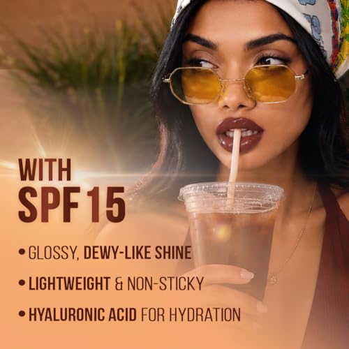 Image of Staze Y.U.M.M.Y Lip Gloss Balm | 3-in-1 Gloss + Tint + Balm | High-Shine Glossy Finish | With SPF 15 | Non-sticky Formula with Hyaluronic Acid & Shea Butter | 05 Double Espresso | 2g