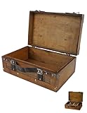 EALRIDV Vintage Suitcase, Distressed Wood Bridal Trunk with Finger Lift Latches Stackable Mini Suitcase Keepsake Trunk for Wedding Decor, Photo Props, Vintage Home Displays (11.91 Inch)