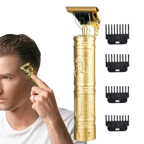 Hombres De Pelo Para Hombres Clippers - 120 G Corte De Cabello, Clippers De Peluquería T-Blade De Acero Inoxidable Con Vida De La Batería 2.5h Y Carga USB | Barba De Bajo Ruido Y To