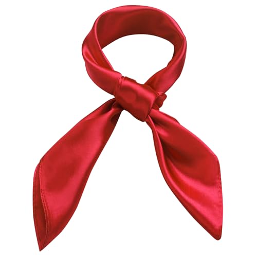 Women Silk Feeling Scarf 23.6'' Solid Color Square Satin Scarf Neck Head Bandana for Halloween Costume Accessory