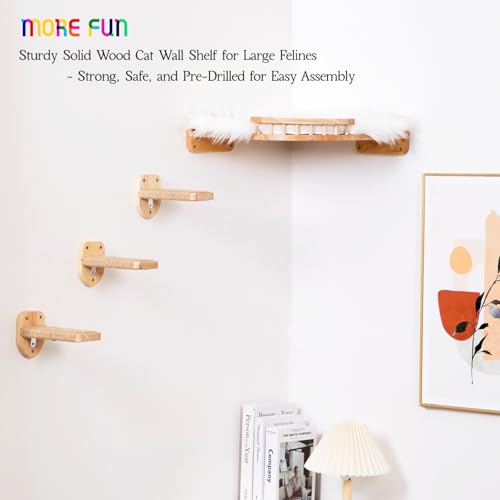 Estante para gatos de madera con 3 niveles y cama plush miniatura 7