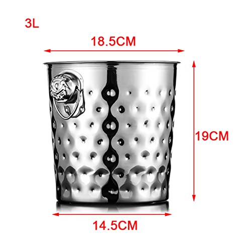 Cubitera aislada de acero inoxidable 3L para hielo, cerveza y botellas de champán 3
