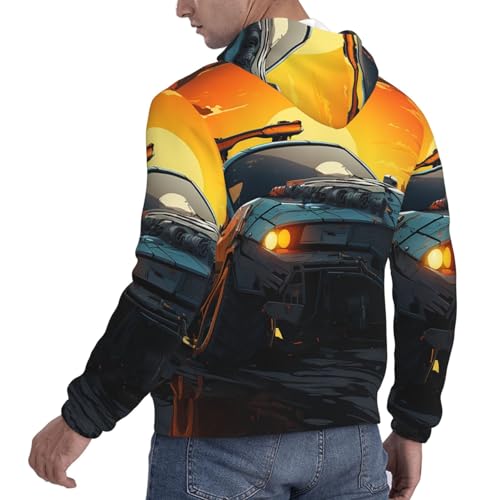 Men's Fleece Pullover Hoodie Long Sleeve Hooded Cool Car Sweatshirt Casual Shirts With Pockets X-Large Black4