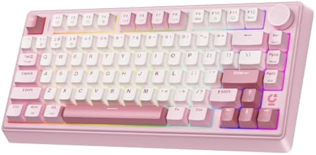 wegear 75% Compact Mechanical Keyboard with Knob for PC/Mac/Laptop-Pink