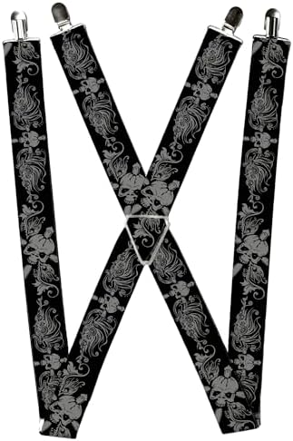 Buckle-Down Suspenders, Skull Dagger Filigree Black Gray image 5
