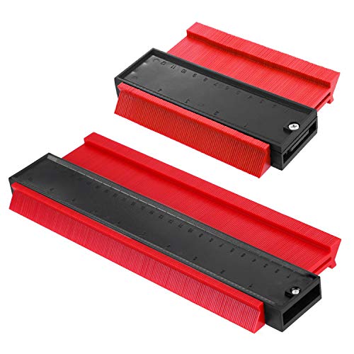 HOMPO Jauge de Contour 120mm Duplicateur de Contour Profil Irrégulier pour Gabarit de Découpe, Outil de Traçage Professionnel en Plastique pour Parquet Menuiserie (Rouge)