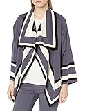 Anne Klein Women's Colorblock Open Front Cardigan, Black Forest Combo, S/M