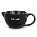 QSHAVE Shaving Scuttle Mug - Keep Lather Always Warm - Large Deep Size Bowl Handmade Pottery Cup (Black)