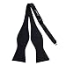 PenSee 100% Silk Mens Self Bow Tie Black Solid Bow Ties
