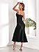 Women's Spaghetti Strap Midi Satin Silk Dresses Slip Cowl Neck Party Cocktail Evening Sexy Dress Black