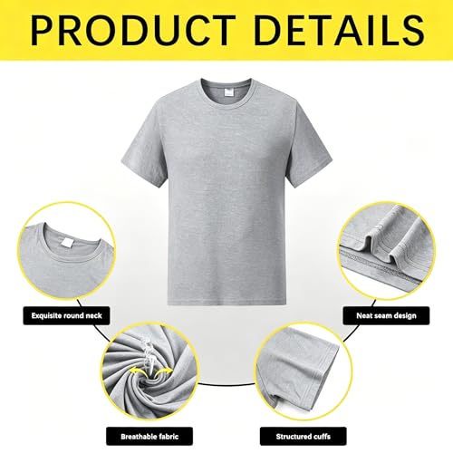 Image of ORJ 2 Pack Men t Shirts Crew Neck Short Sleeve Men's Undershirt Plain Polyester tee Bulk Stretch Soft Tees