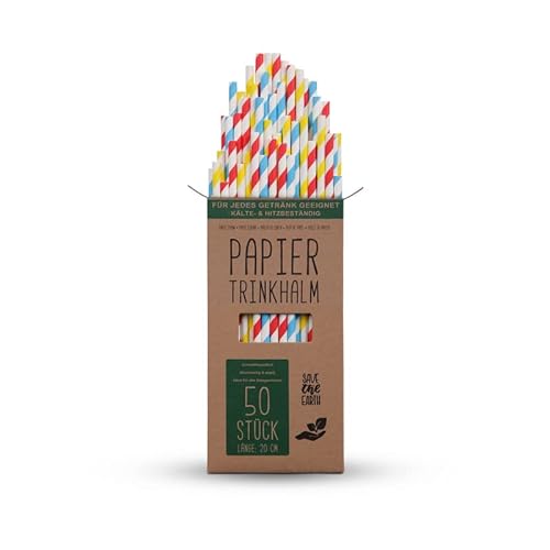 Lot de 50 pailles en papier kraft durables 20 cm 100 % biodégradables, stables et incassables