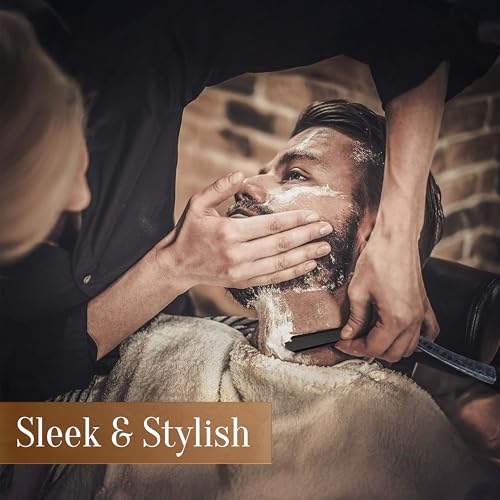 100 BLADES + FacÃƒn Professional Wooden Straight Edge Barber Razor - Salon Quality Cut Throat Shavette