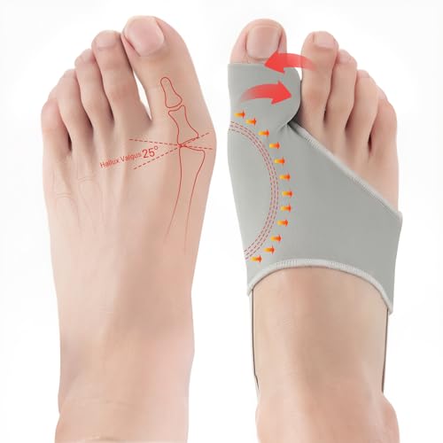 Swpcioc 2PCS Bunion Corrector for Women & Men, Big Toe Nighttime Support - Adjustable Toe Straightener for Hallux Valgus, Bunion Pain Relief, Hammertoe, Overlapping Toes - Wear Inside Shoes All Day & Night (1, Gray)