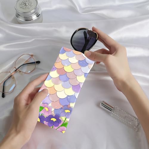 Image of Anikathy 2Pcs Sunglass Eyeglass Glasses Case Soft PU Leather with Cleaning Cloth Cute Glasses Pouch Bag for Men Women Girs
