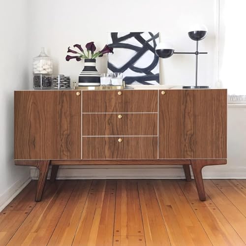 Image of VKR Waterproof Self Adhesive Vinyl Wallpaper | Removable Peel & Stick Furniture Sticker for Kitchen Slabs, Cabinets, Drawers, Tables & Shelves (Brown Wooden, Pack of 1)