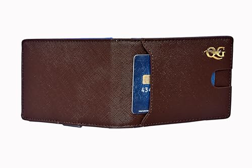 Image of Card Holder Wallet for Men | Ultra Slim 10 Card Slots RFID Protected Leather Wallet | Metal Clip Money Holder | Vegan Saffiano Leather | Slim Minimalist Card Holder for Men - Brown