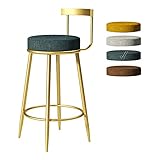 HqSgdMn Möbel Pub Stuhl Barhocker Essstuhl, Wäsche Gepolsterte Sitzmetall -Eisenbeine Und Rückenlehne, Frühstücksküche Hochhocker/Stuhl/Blau/Sitzhöhe: 65 cm