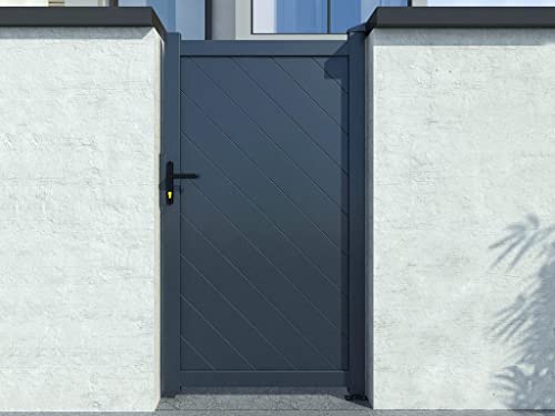 Portillon battant aluminium plein L100 x H180 cm anthracite ZERANO