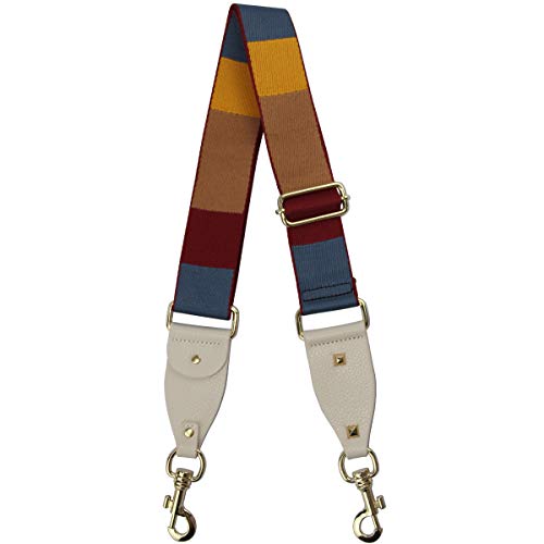 Image of Duwi Wide Purse Strap Multicolor Striped Guitar Style Strap Adjustable Canvas Crossbody Bag Strap