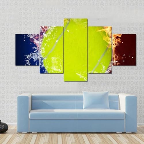 Tableau décoration murale premium tennis feu et eau triptyque géant 200x100