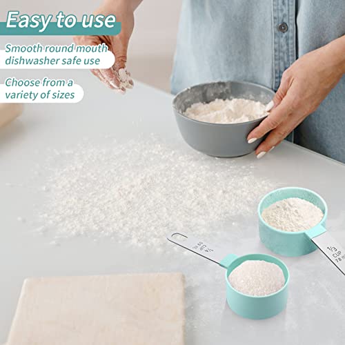 Measuring Cups Set Measuring Spoons Set, Nesting Measure Cups With Stainless Steel Handle, For Measuring Dry And Liquid Ingredients Small Teaspoon With Plastic Head (Mint Green) #TOP2