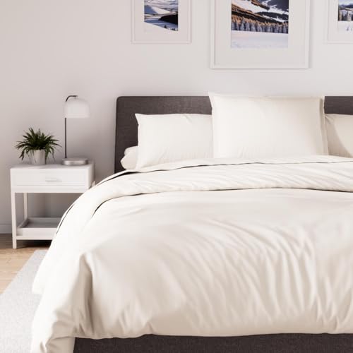 Soleil d'ocre Percale, Funda nórdica de polialgodón, 280 x 240 cm, Color Lino