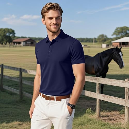 Polo homme séchage rapide lot de 3 maillots manches courtes noir gris bleu L