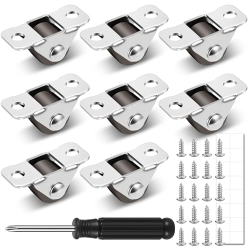 Lot de 8 petites roulettes fixes en caoutchouc, 1,3 cm, silencieuses, avec 20 vis et 1 tournevis, pour meubles, armoire, petits appareils