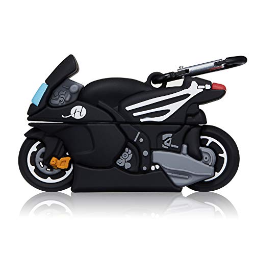 Jowhep Case For Airpod Pro 2019/Pro 2 Gen 2022 Cartoon Cute Silicone Cover With Keychain Fashion Funny Soft Protective Skin For Air Pods Pro Boys Kids Shell Cool Fun Cases For Airpods Pro Black Moto #TOP2