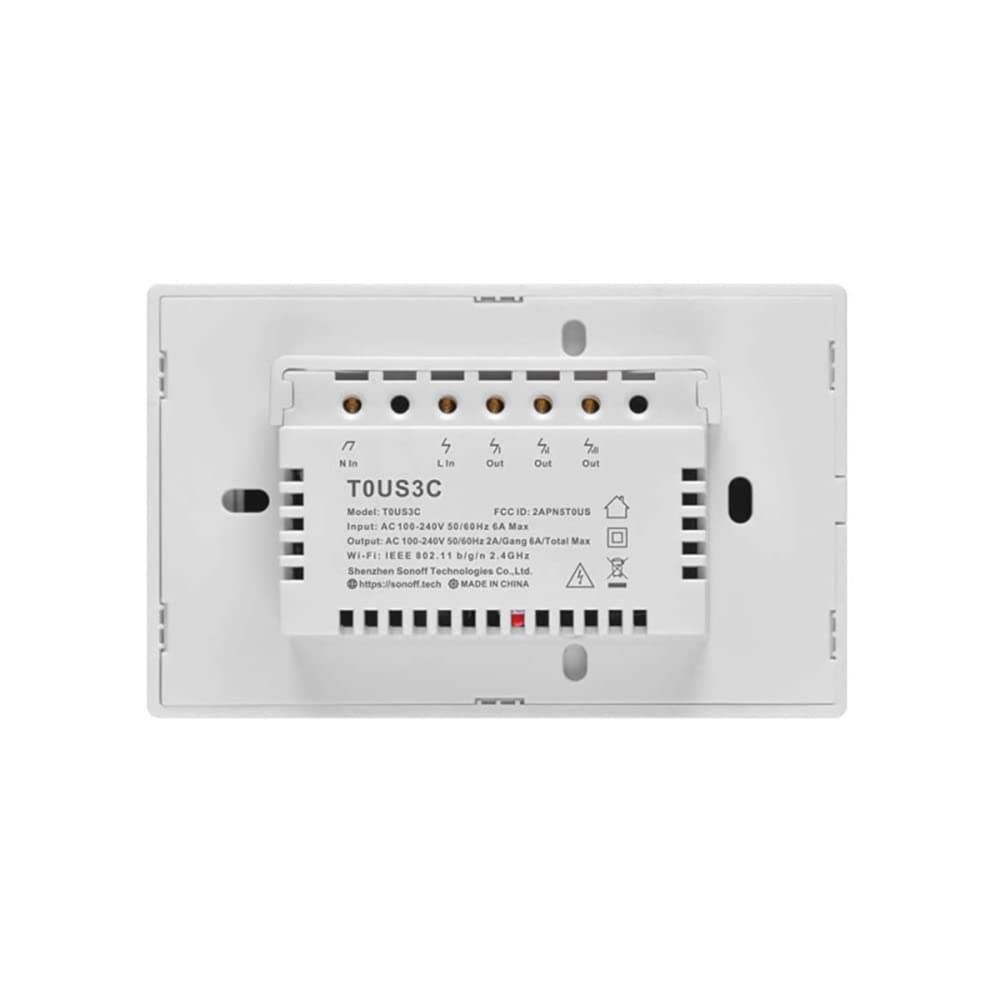 Vetrineinrete® Interruttore smart 3 canale controller da remoto wireless wifi placca touch domotica (Bianco)