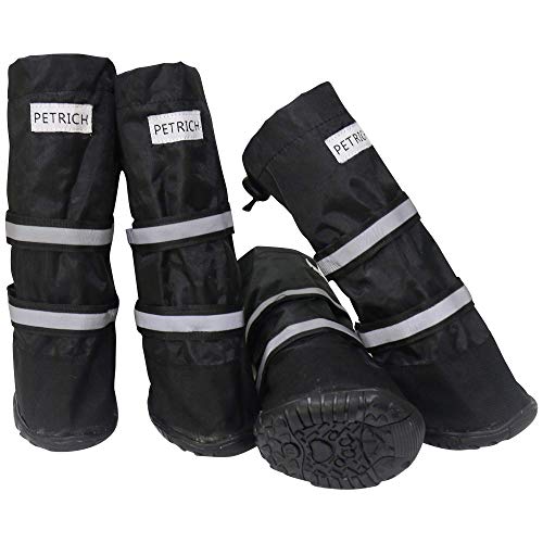 URBEST Dog Shoes, Waterproof Dog Boots, Warm Lining Nonslip Rubber Sole for Snow Winter (S, Black)