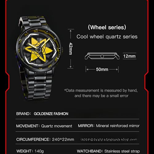 Image of Branded Men's Sport Quartz Watch Ninja Wheel Dial 360 Rotating Casual Fashion Stainless Steel Alloy Mens & Boy's Luxury Metal Gift Creative Watch
