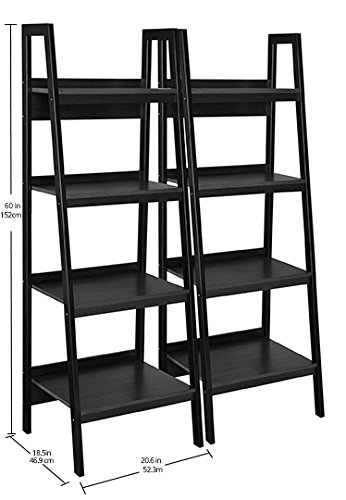 Ameriwood Home Lawrence 4 Shelf Ladder Bookcase Bundle, Black #TOP2