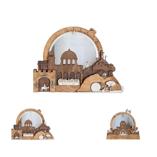 Easter & Christmas Countdowns Bundle, Easter Creche Countdown Nativity Scene, Easters Creche Countdown with Led Lights and Music, for Home Decoration, Family Prayer, Gift for Friends (STB)