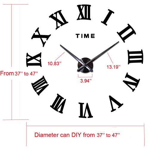 Lozmom Frameless 3D Diy Silent Wall Clock Mirror Surface Decorative Clock Large Wall Stickers Clock For Living Room Bedroom Office Home Decorations (Silver) #TOP2