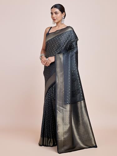 Image of Monjolika Fashion Women's Banarasi Pure Kanjivaram Style Satin Silk Saree With Blouse Piece for Wedding