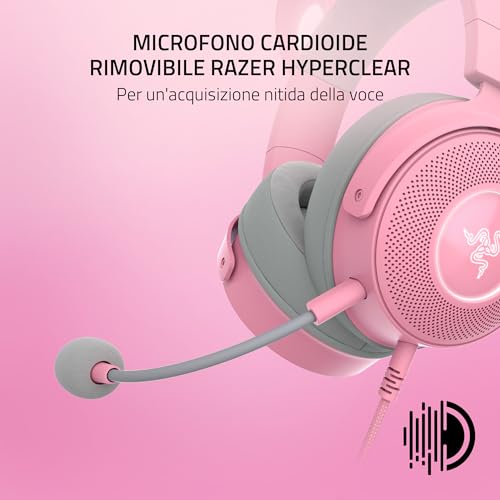 Razer Kraken Kitty V2 Pro - Cuffie Rgb Cablate Con Orecchie Intercambiabili Da Gatto/Orso/Coniglio (Illuminazione Reattiva Allo Streaming, Audio Surround 7.1) Quartz Rosa - 4