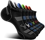 BULLIANT Men Running Socks 6Pairs,Ankle Socks No Show Breathable Wicking For Men Women,Full Cushione