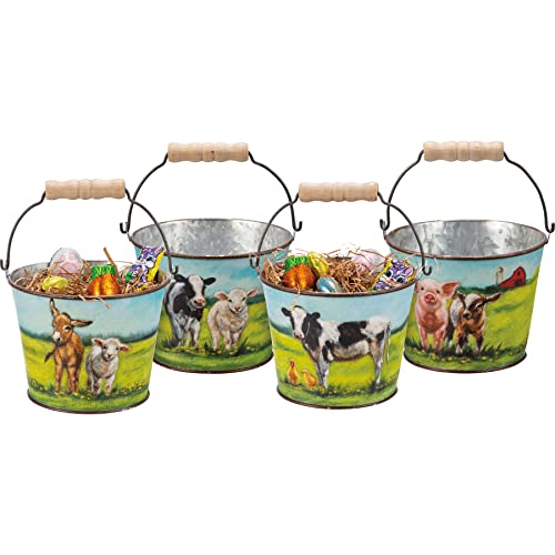 Primitives by Kathy Rustic Farmhouse Theme Featuring Farm Friends Decorative Bucket Set