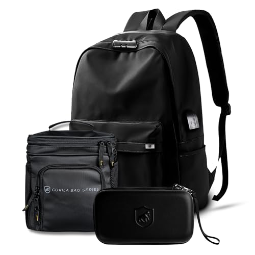 Gshield Kit Mochila Flex Antifurto 15,6' + Bolsa Lancheira Térmica com Alça Armor + Estojo Necessaire Organizadora Multiuso Survivor
