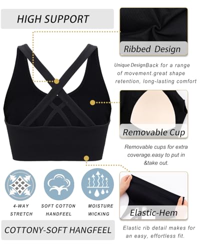 Image of RUNNING GIRL Sports Bras for Women,Seamless Strappy Sports Bra High Support Crisscross Back with Removable Pads