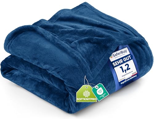 Utopia Bedding Kuscheldecke flauschig Fleecedecke [200x150 cm, Marine] leichte, Warm Winter Decke, Weich & atmungsaktive Decke für Bett Sofa & Couch
