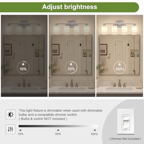 Modern Bathroom Light Fixtures,4-Light Nickel Vanity Lights Over Mirror by HTEJVE - Used condition - Image 8