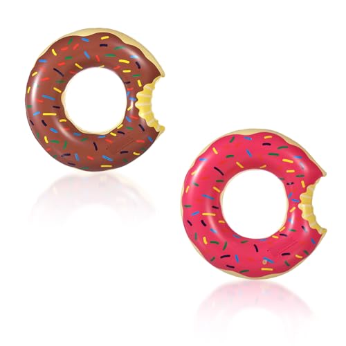 Doughnut Schwimmring für Kinder 2-8 Jahre,2pcs 70cm Aufblasbar Sprinkle Donut Schwimmreifen Ring,Dicke PVC Pool Aufblasb...